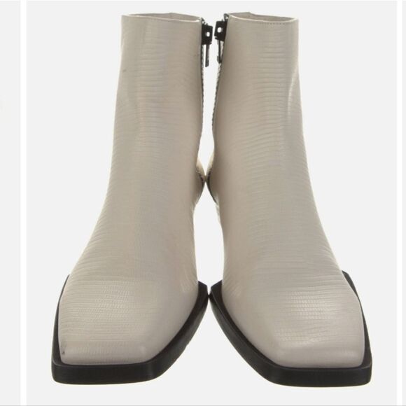 New FRAME LeMaddox Lizard Bootie white leatherb ankle boots size 38 USA 10 - Picture 5 of 7
